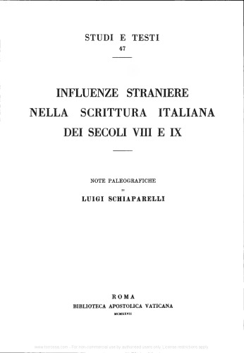 Influenze straniere nella scrittura italiana dei secoli VIII e IX