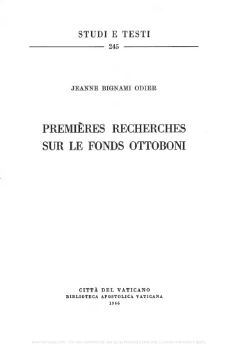 Premières recherches sur le fonds Ottoboni