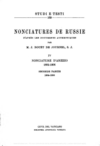 Nonciatures de Russie (rist. anast.). Nonciature d'Arezzo (1804-1806)