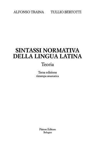 Sintassi normativa della lingua latina: Teoria