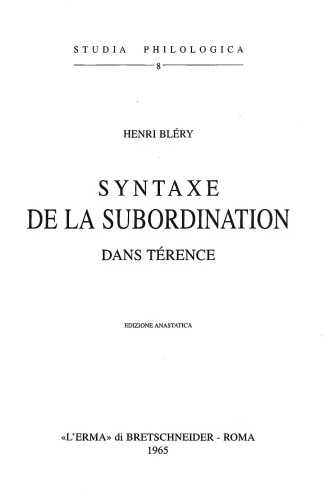 Syntaxe de la subordination dans Térence