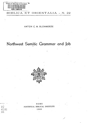 Northwest Semitic Grammar and Job