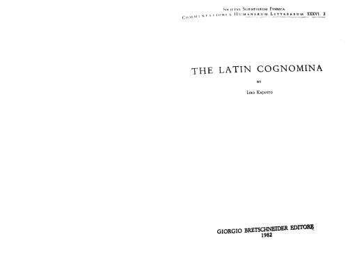 The Latin Cognomina