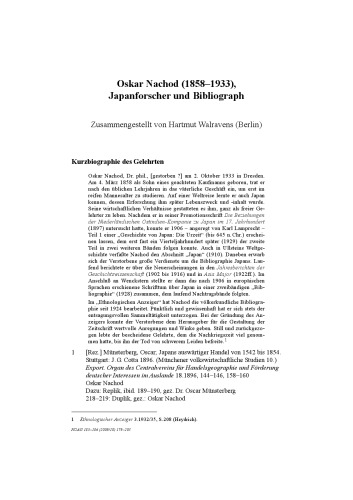 Oskar Nachod (1858–1933), Japanforscher und Bibliograph