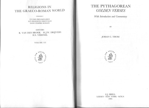 The Pythagorean Golden Verses: With Introduction and Commentary