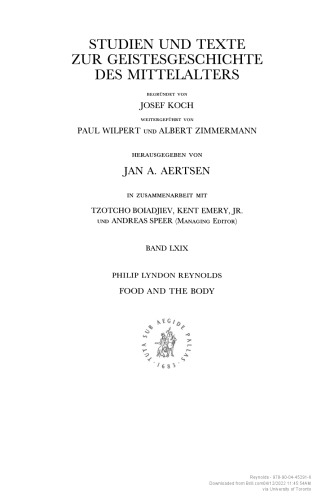 Food and the Body: Some Peculiar Questions in High Medieval Theology