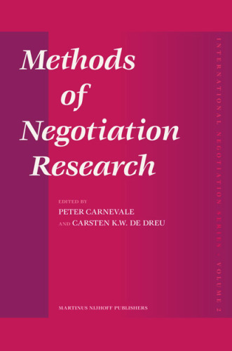 Methods of Negotiation Research (International Negotiation Series)