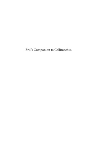 Brill's Companion to Callimachus