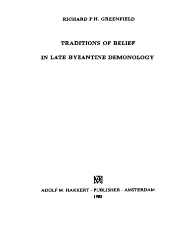 Traditions of Belief in Late Byzantine Demonology