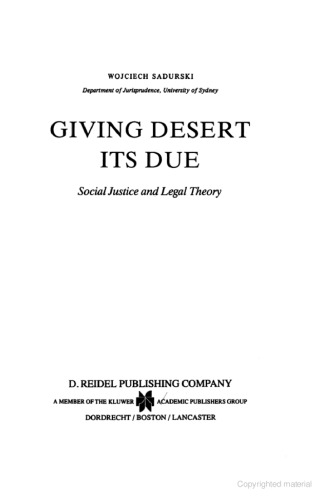 Giving Desert Its Due: Social Justice and Legal Theory