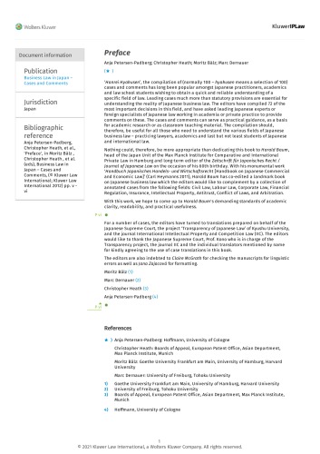 Business Law in Japan - Cases and Comments. Intellectual Property, Civil, Commercial and International Private Law