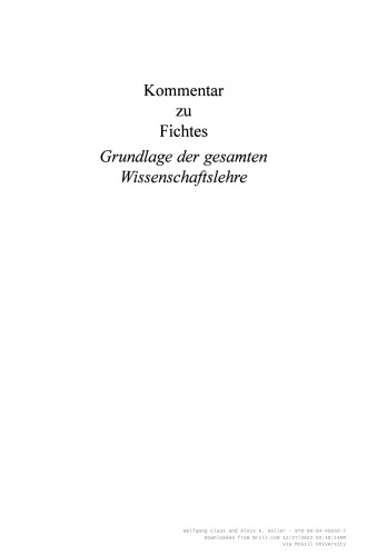 Kommentar zu Fichtes 'Grundlage der gesamten Wissenschaftslehre'