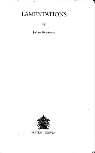 Lamentations (Historical Commentary on the Old Testament)