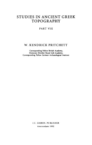 Studies in Ancient Greek Topography