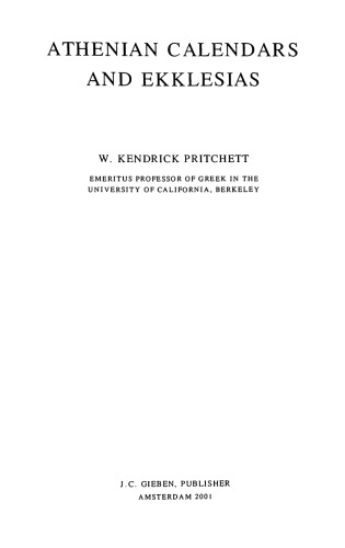 Athenian Calendars and ekklesias