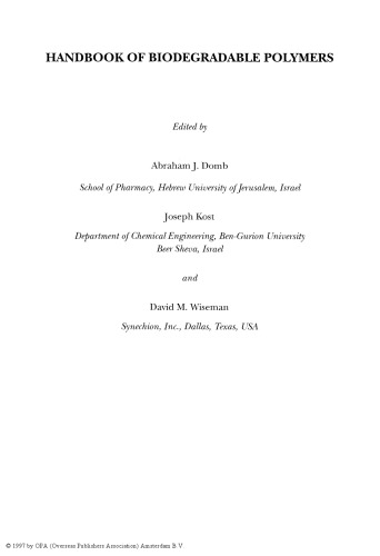 Handbook of biodegradable polymers