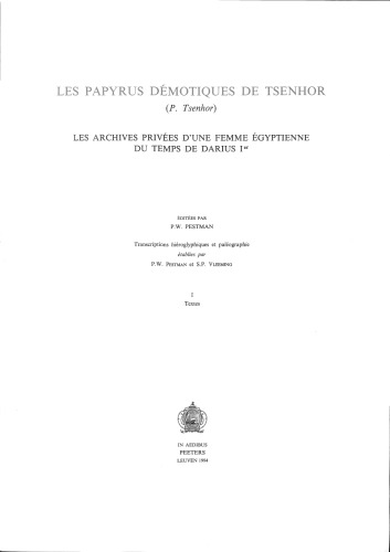 Les Papyrus démotiques de Tsenhor I: Textes