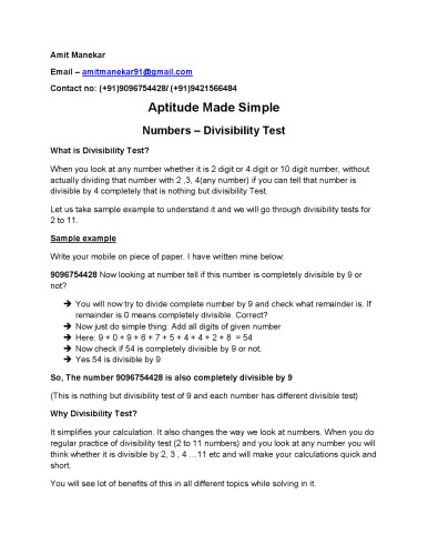 Divisibility tests