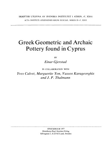 Greek geometric and archaic pottery found in Cyprus