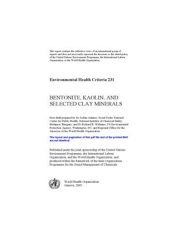 Bentonite, Kaolin, and Selected Clay Minerals