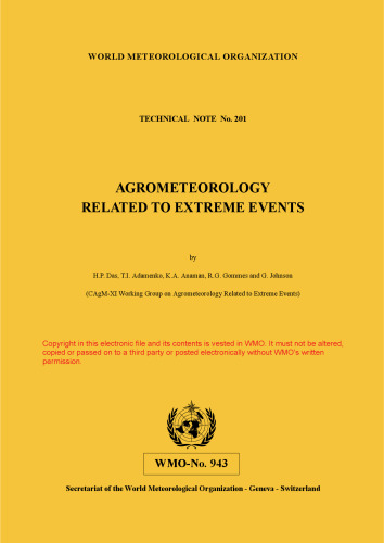 Agrometeorology Related to Extreme Events