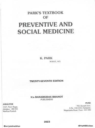 Park's Textbook of Preventive and Social Medicine