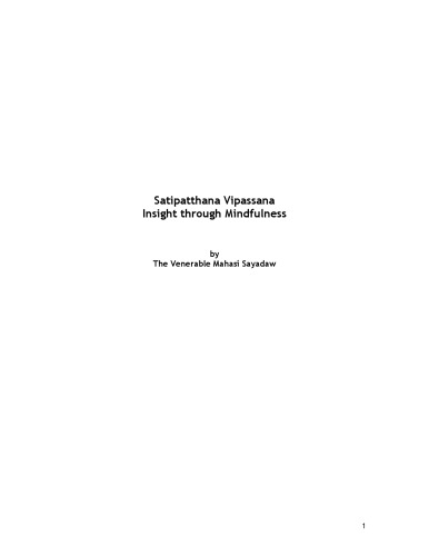 Satipatthana Vipassana: Insight through Mindfulness