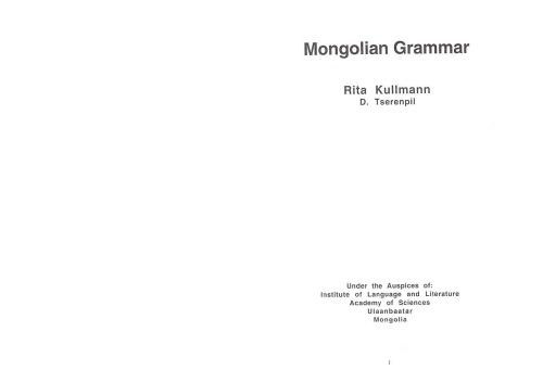 Mongolian Grammar