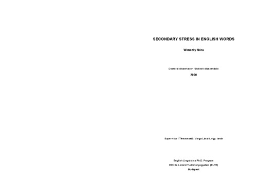 Secondary Stress in English Words