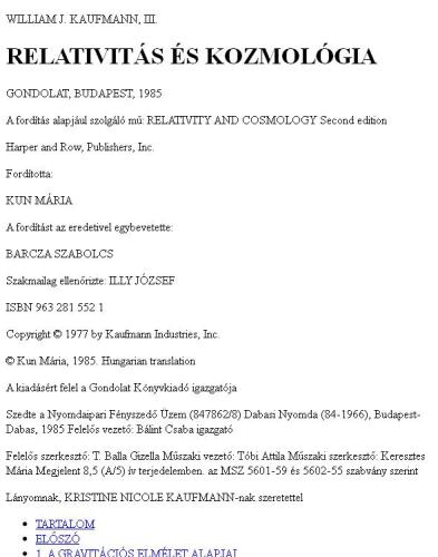 Relativitás és kozmológia