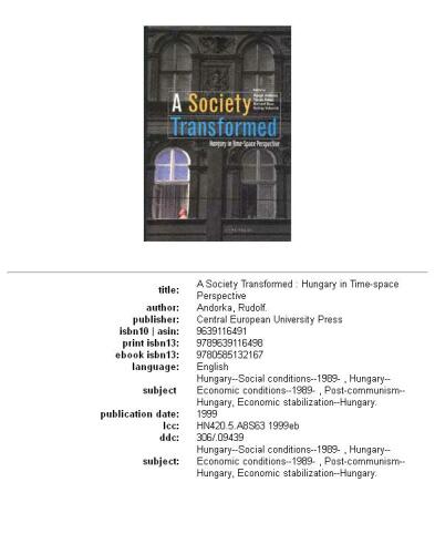 A Society Transformed: Hungary in Time-Space Perspective