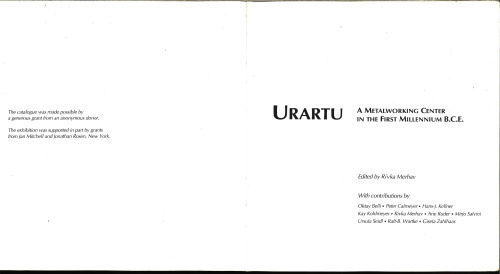 Urartu: A metalworking center in the first millennium B.C.E (Cat)