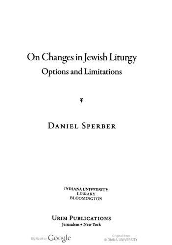 On Changes in Jewish Liturgy: Options and Limitations