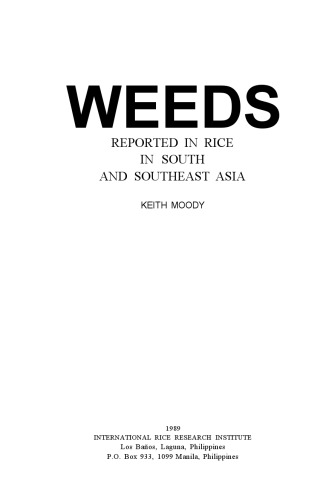 Weeds Reported in Rice in South and Southeast Asia