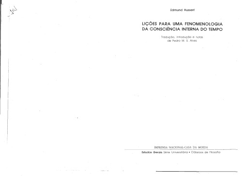 Lições para uma fenomenologia da consciência interna do tempo