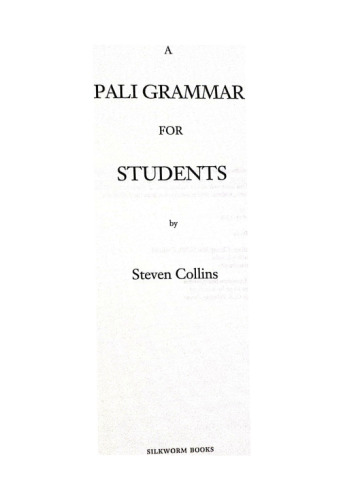 Pali Grammar for Students