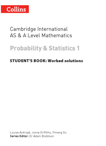 Collins Cambridge International AS & A Level Mathematics Probability and Statistics 1 Worked Solutions