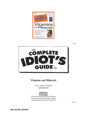The Complete Idiot s Guide To Vitamins And Minerals