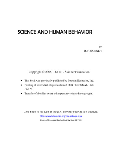 Science and Human Behavior