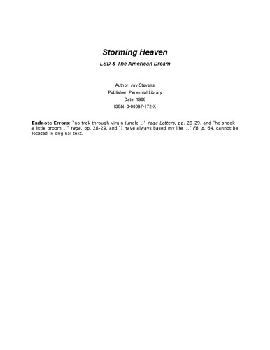 Storming Heaven: LSD and the American Dream