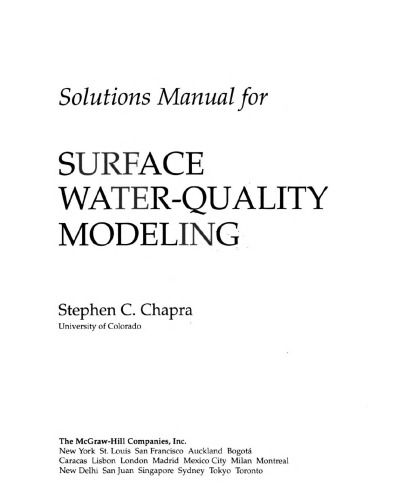 Solutions manual for surface water-quality modeling