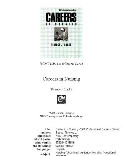 Careers in Nursing (Vgm Professional Careers Series)