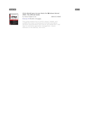 Citrix MetaFrame Access Suite for Windows server 2003: the official guide