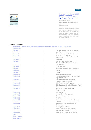 Microsoft SQL Server 2005 Stored Procedure Programming in T-SQL & .NET