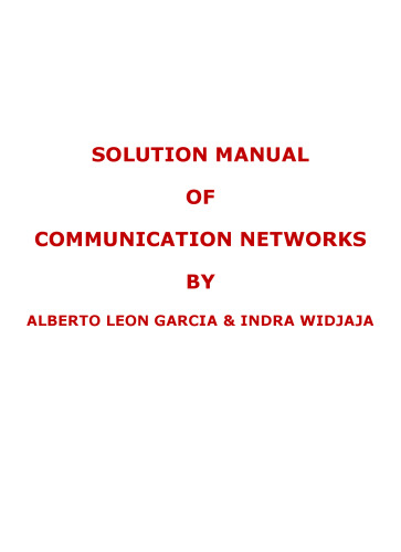Communication Networks - 2nd edition Homework Solutions