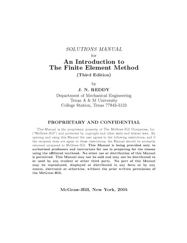 An Introduction to The Finite Element Method[Solutions]