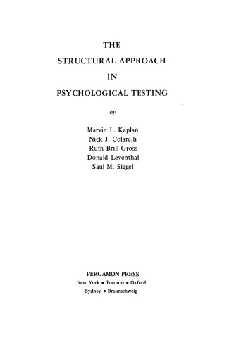 The Structural Approach in Psychological Testing