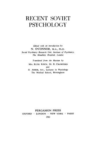 Recent Soviet Psychology