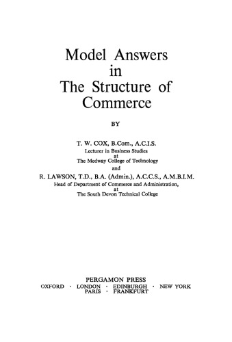 Model Answers in the Structure of Commerce