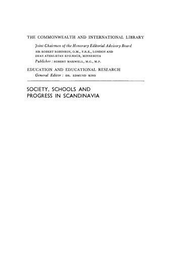 Society, Schools and Progress in Scandinavia